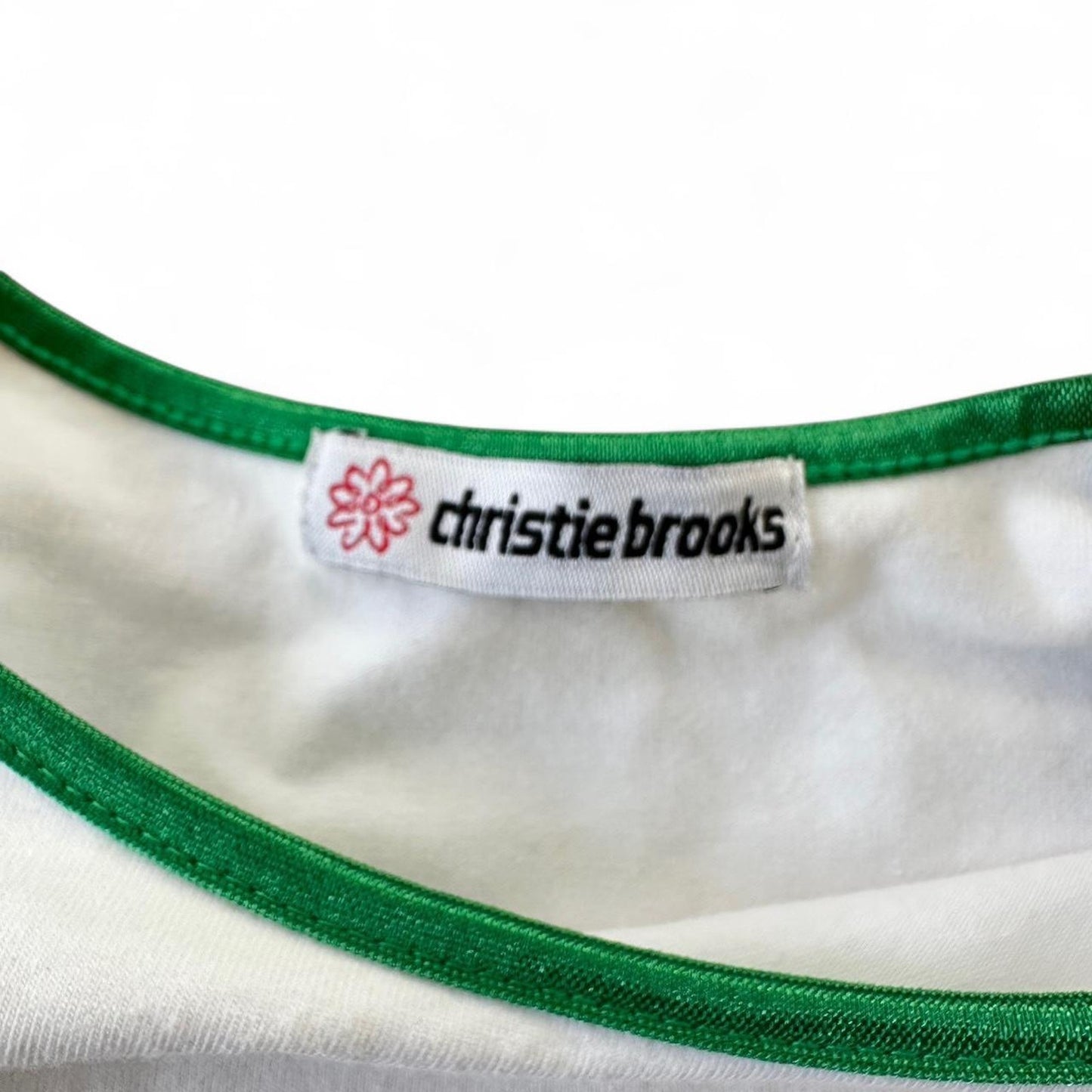 Christie Brooks Green & White Princess Crop Top - Fits Small