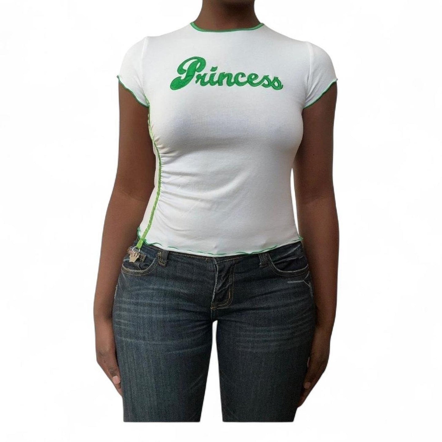 Christie Brooks Green & White Princess Crop Top - Fits Small