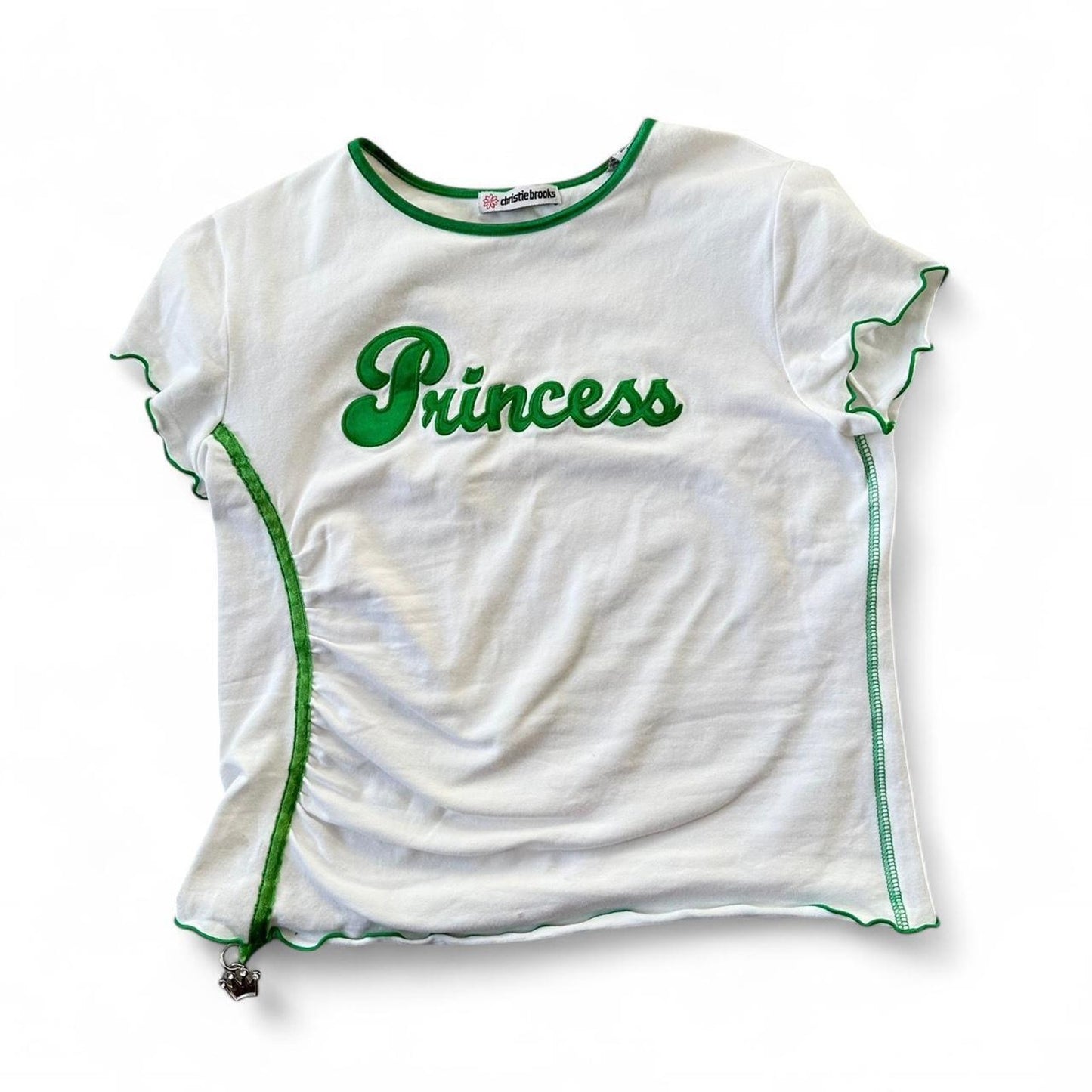 Christie Brooks Green & White Princess Crop Top - Fits Small